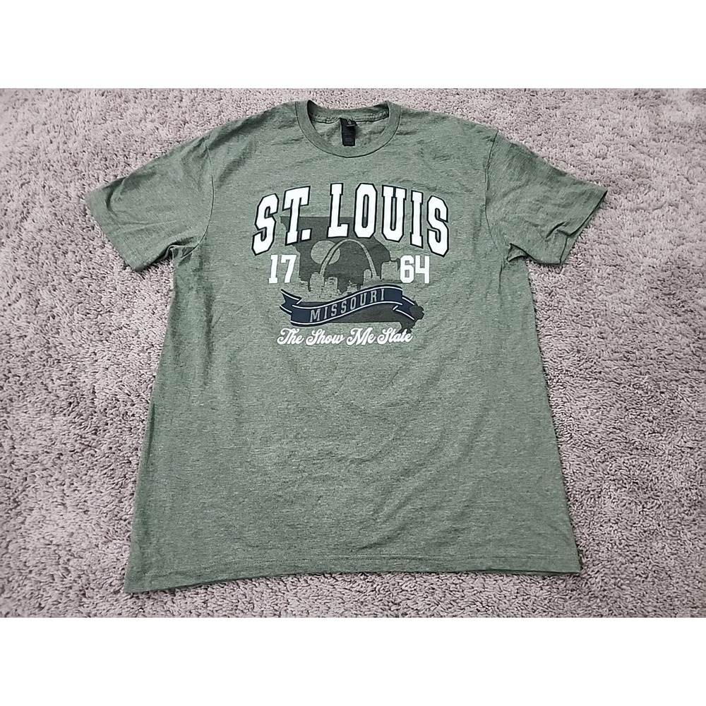St. Louis Missouri The Show Me State T Shirt Mens L Gildan Green Graphic